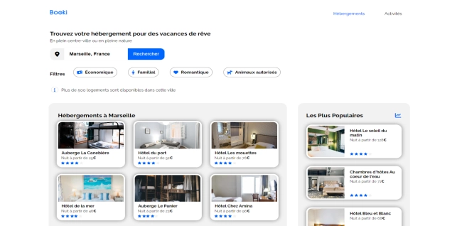 Site web d'une agence de voyage Booki
