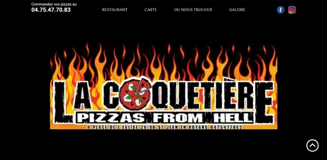 Site web d'une pizzéria la coquetière